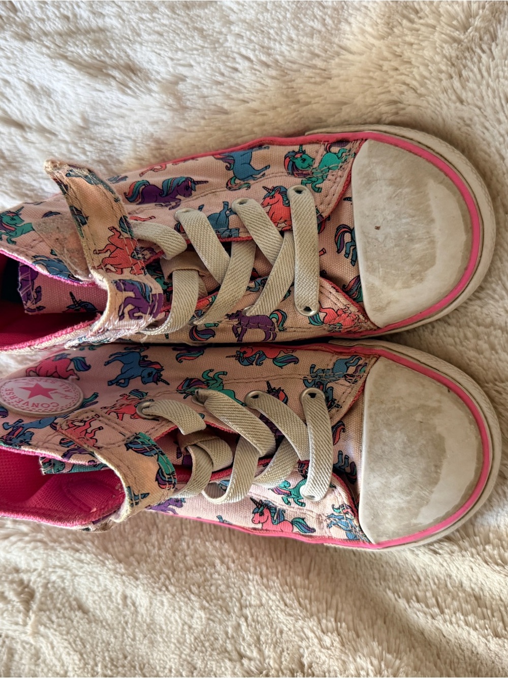 Converse Kids Pink Unicorn Print High-Top Sneakers